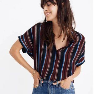 Madewell Central Drapey Shirt in Menford Stripe Size XS-Oversized